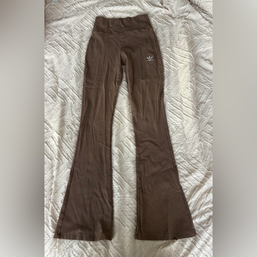 Adidas Originals Tan Ribbed Flared Leggings